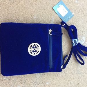 Last Call! Blue velvet crossbody purse